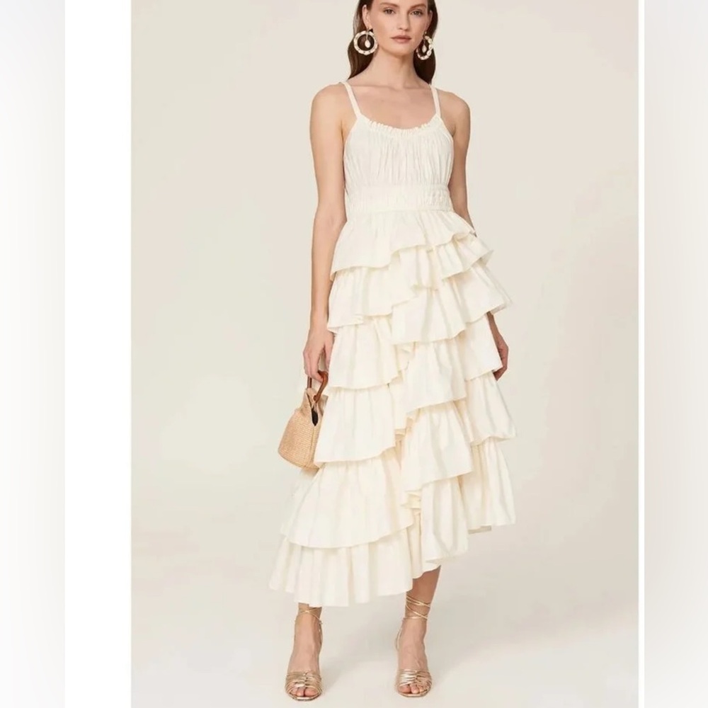 ULLA JOHNSON Estela Tiered Ruffled Dress Sz 0